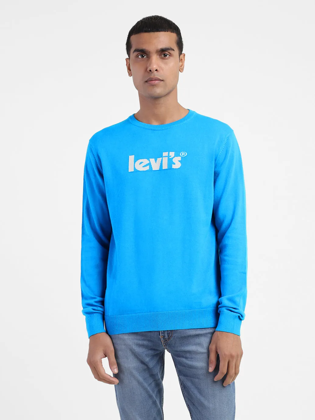 Men's Brand Logo Crew Neck Sweater Fish like Wildebeest like