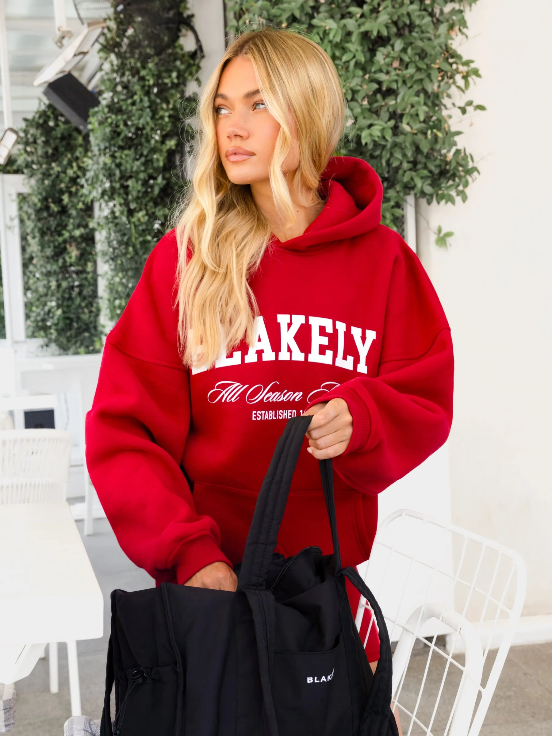 Melrose Oversized Hoodie - Cherry Red Fleece Lining