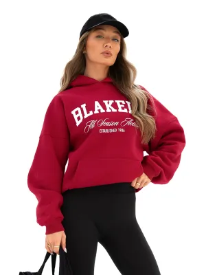 Melrose Oversized Hoodie - Cherry Red High Neck