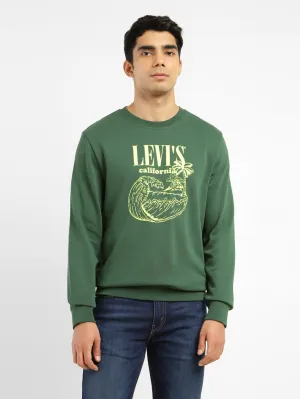 Global fashion Warm Garment Men's Brand Logo Green Crew Neck Sweatshirt
