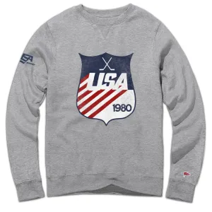 1980 USA Hockey? Shield Crewneck Sweatshirt Wild boar like