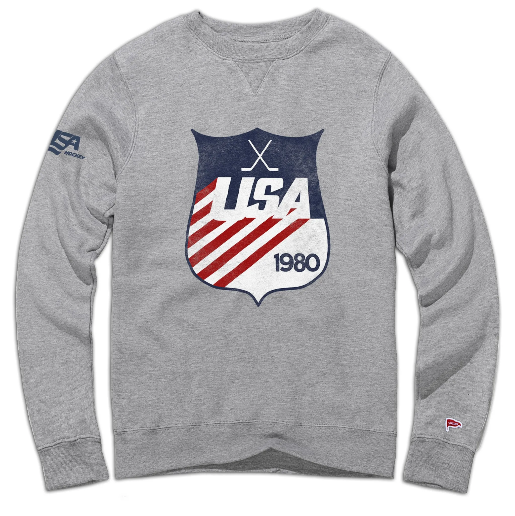 1980 USA Hockey? Shield Crewneck Sweatshirt Wild boar like
