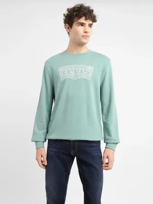Men's Brand Logo Green Crew Neck Sweatshirt skateboard ride