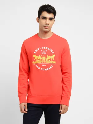 Tulle accents Canadian style Men's Graphic Print Crew Neck Sweatshirt Red