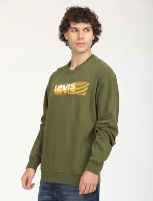 High Durability Fabric Men's Solid Green Crew Neck Sweatshirt