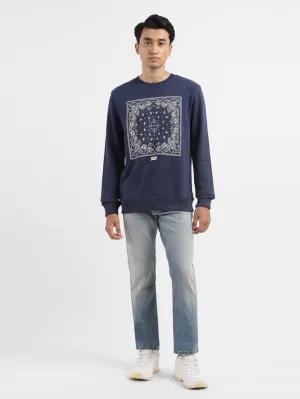 Men's Solid Navy Crew Neck Sweatshirt meeting look Ergonomic Armholes