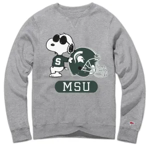 Peanuts x Michigan State Joe Cool Football Crewneck Sweatshirt Armadillo like Flatlock Seam Finish