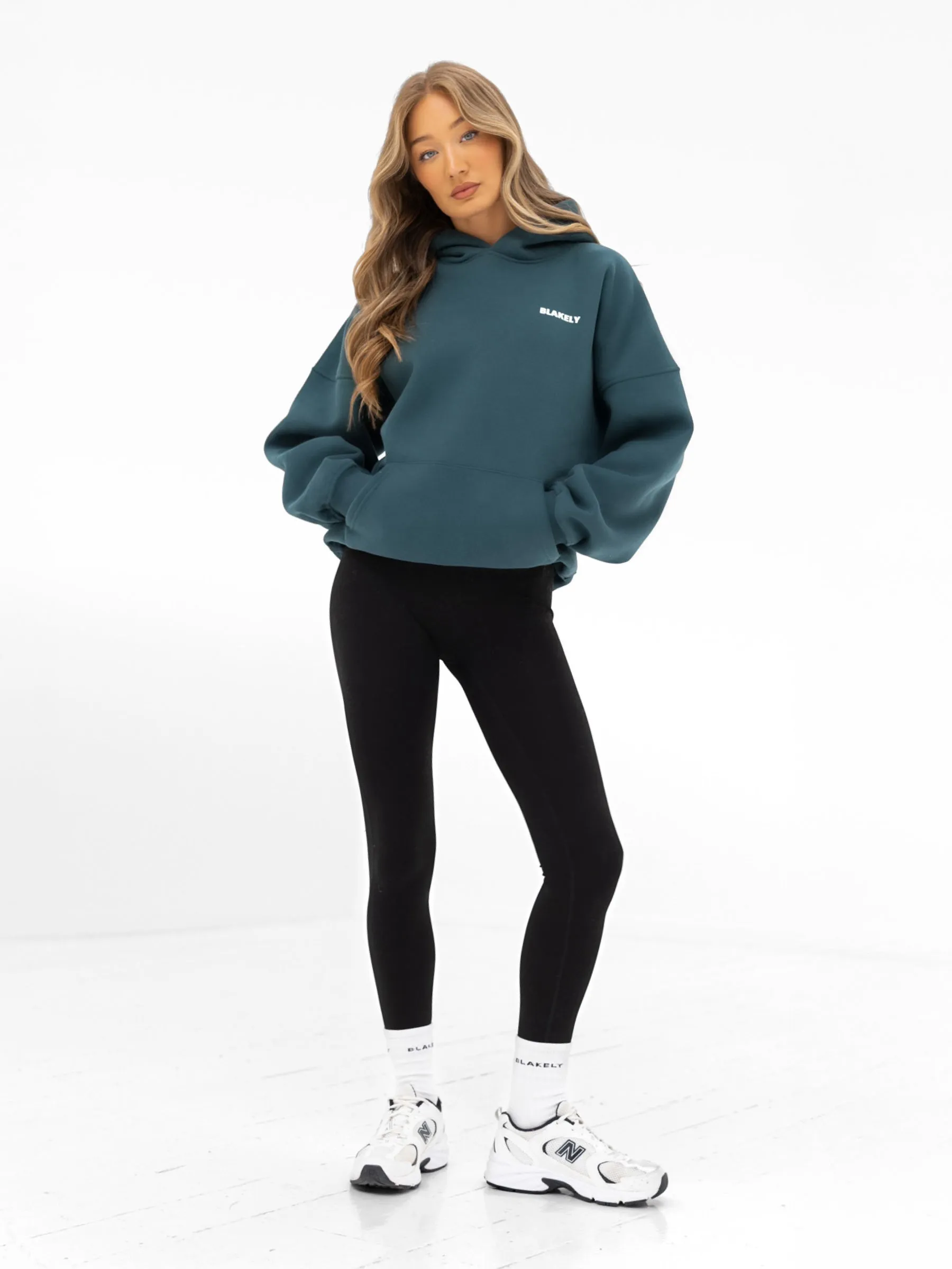 friends gathering Amelie Oversized Hoodie - Teal Green
