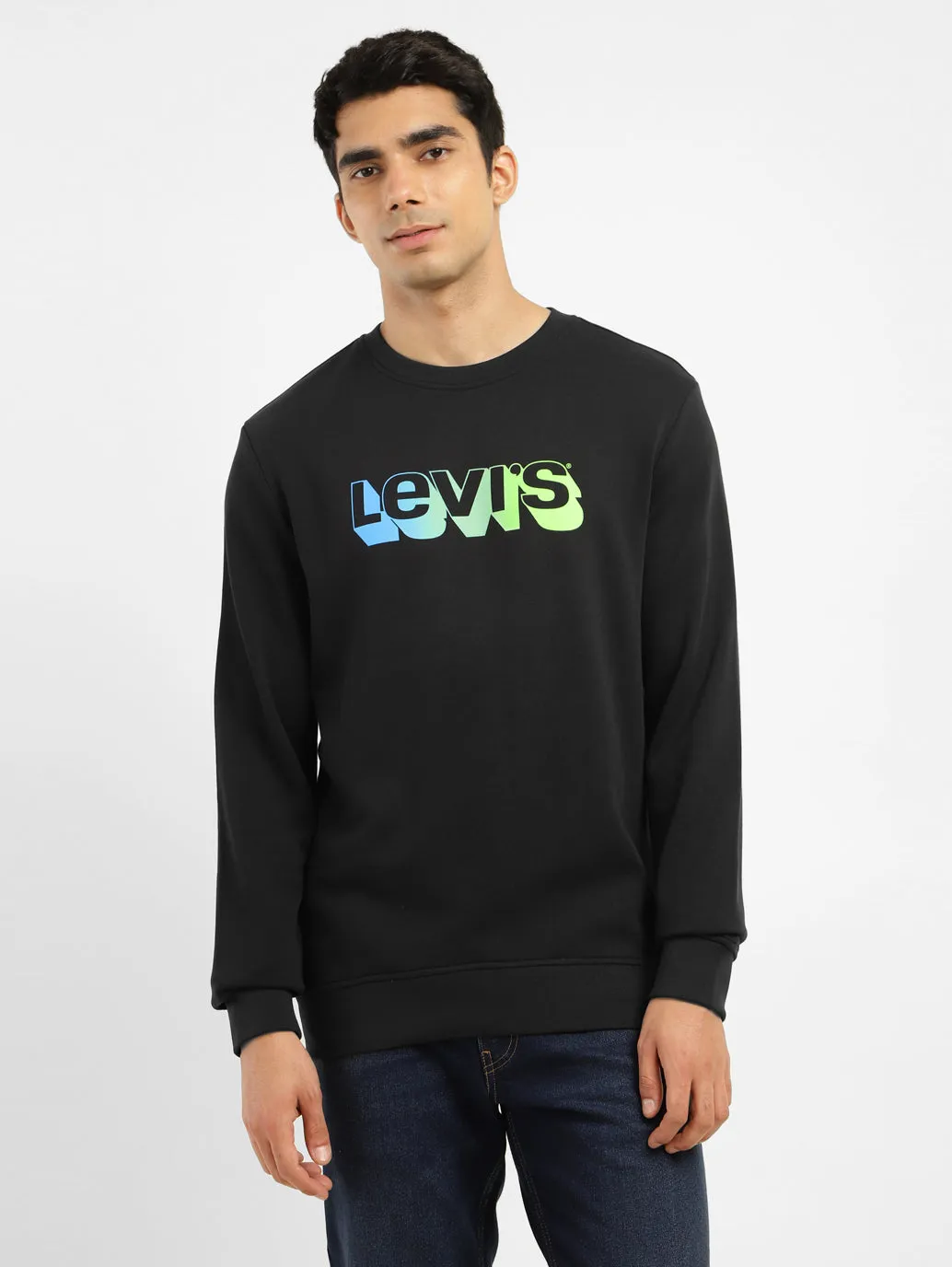 Men's Brand Logo Crew Neck Sweatshirt meeting look
