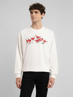 Street Sense Men's Graphic White Crew Neck Sweatshirt