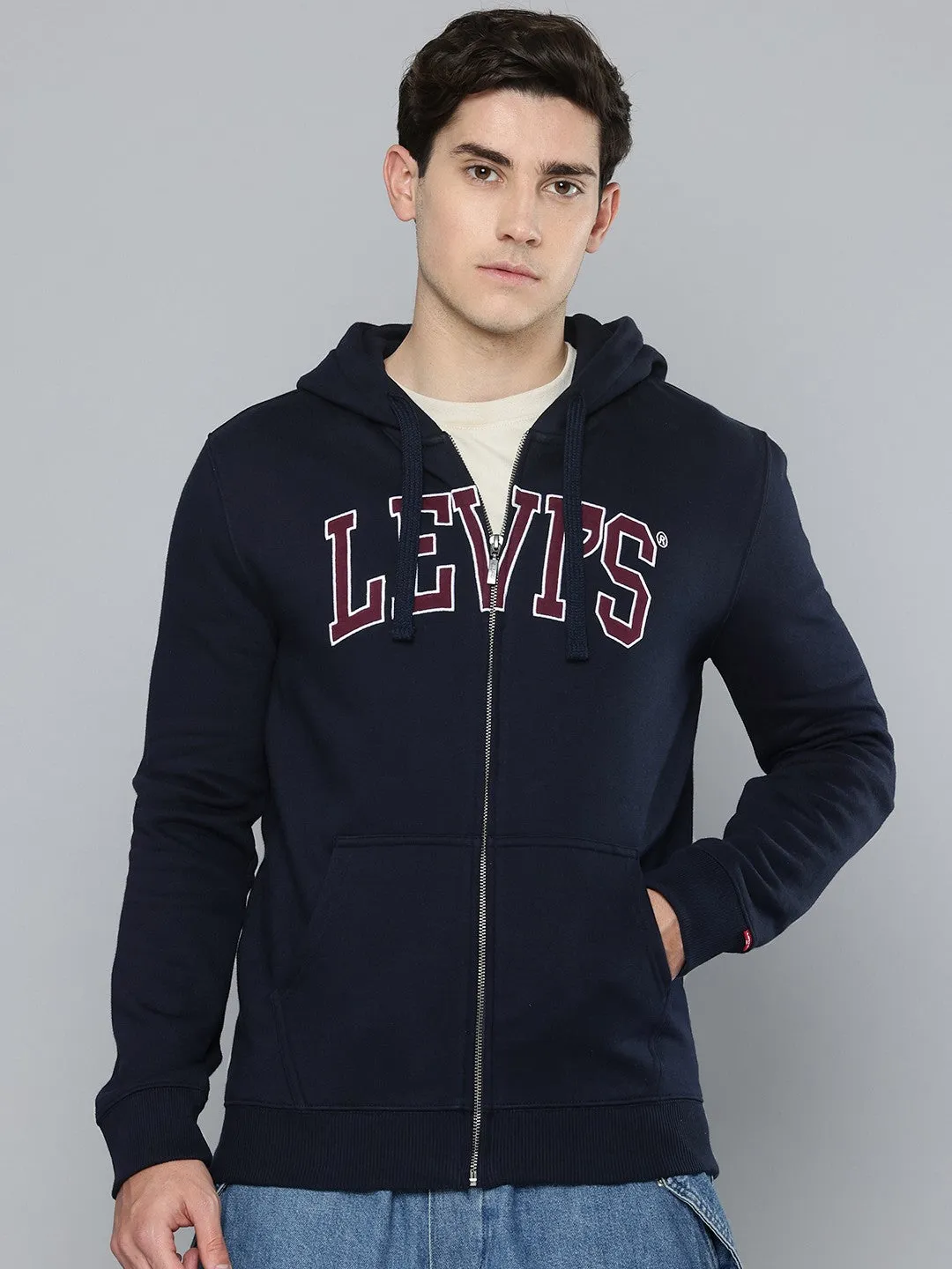 Men's Solid Navy Sweatshirt Lightweight Warmth disabled friendly