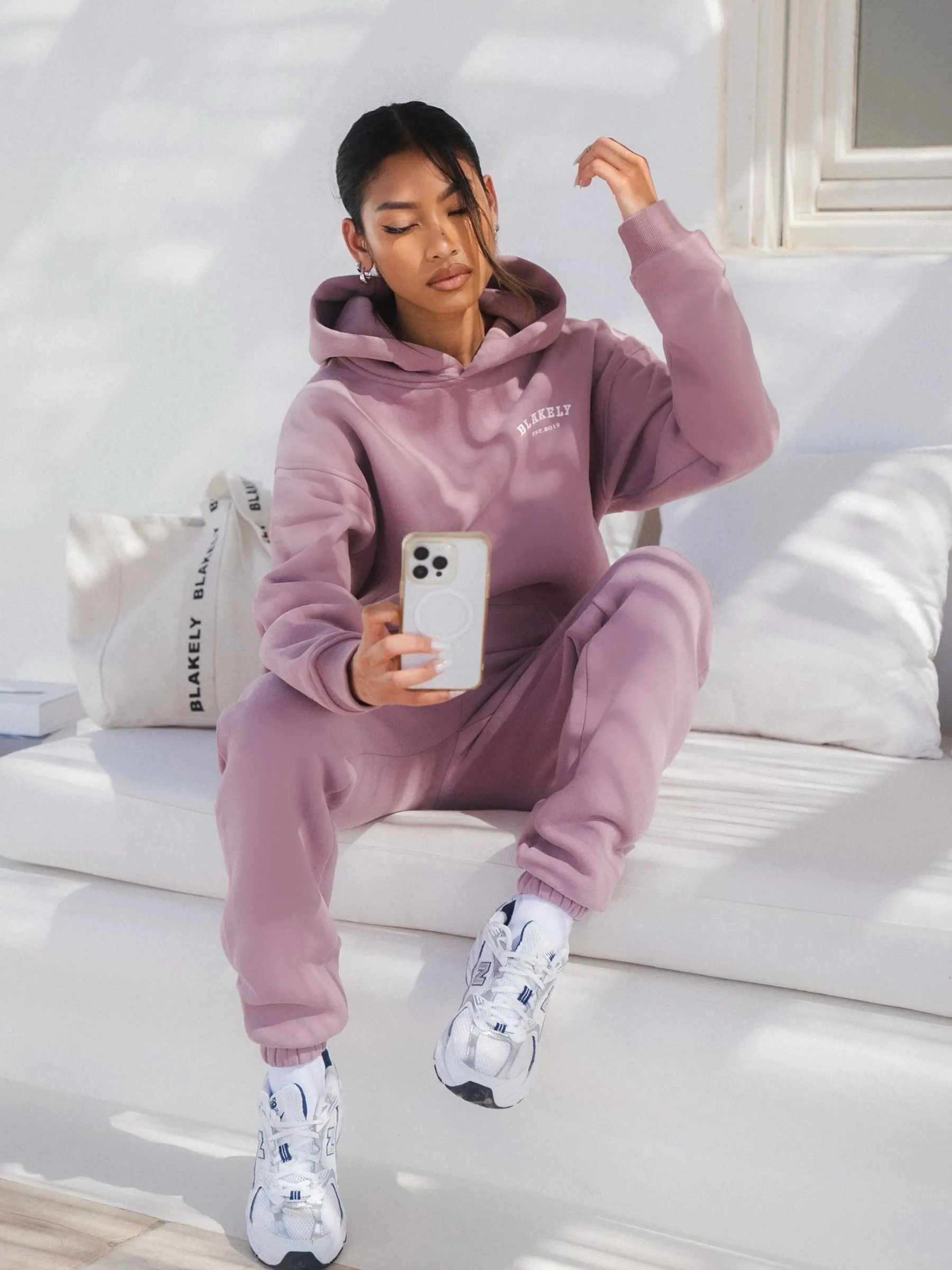 Heritage Oversized Hoodie - Dusty Pink Retro Style