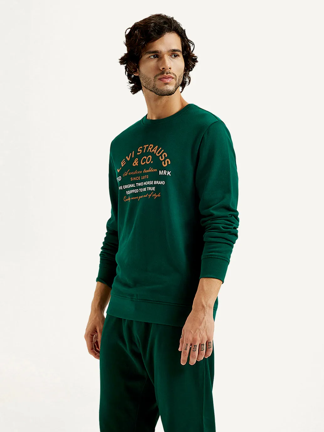 Men's Printed Round Neck Sweatshirt Ultra Soft Handfeel