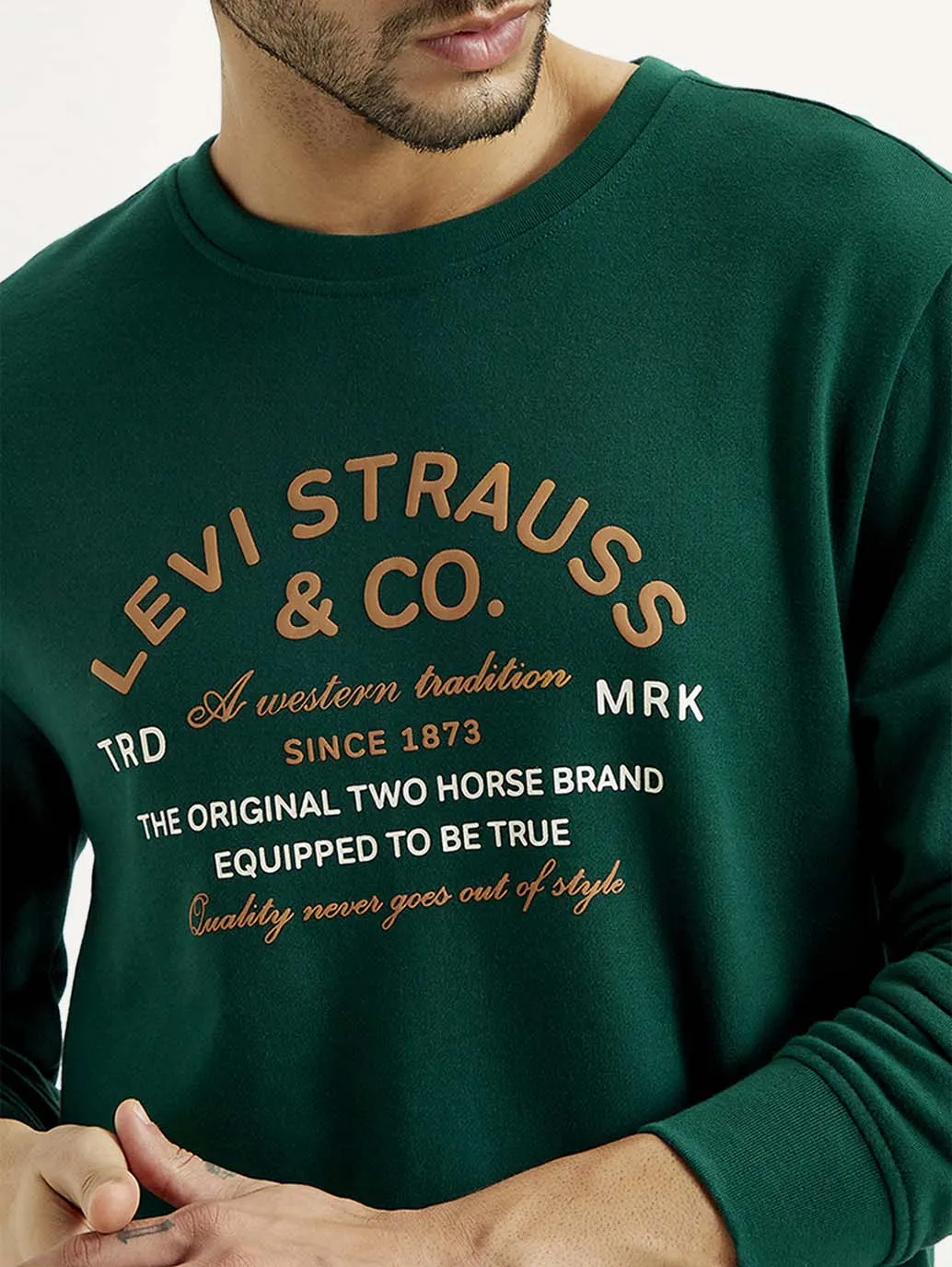Night Out Look Low Profile Hood Men's Printed Round Neck Sweatshirt