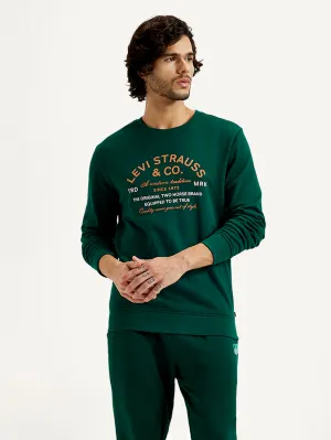 Moisture Wicking Lining No Sag Shoulder Support Men's Printed Round Neck Sweatshirt
