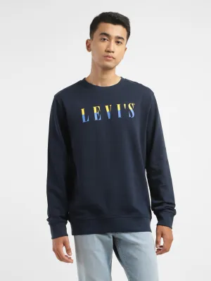 Recycled Polyester Blend Men's Brand Logo Crew Neck Sweatshirt