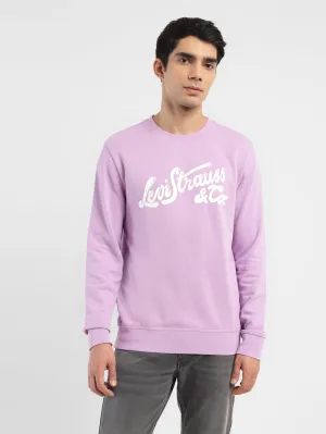 Men's Brand Logo Purple Crew Neck Sweatshirt Everyday apparel All Season Staple