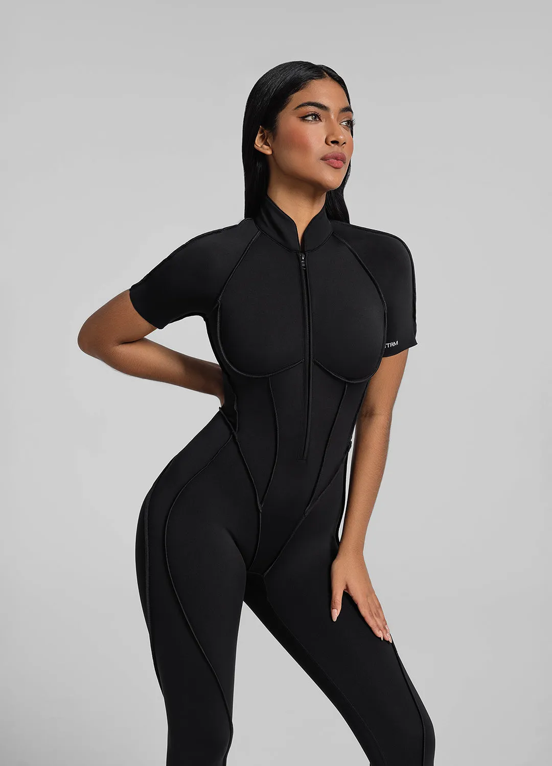 Music Hot Sharp Neutral Short Sleeve Full-Length Catsuit