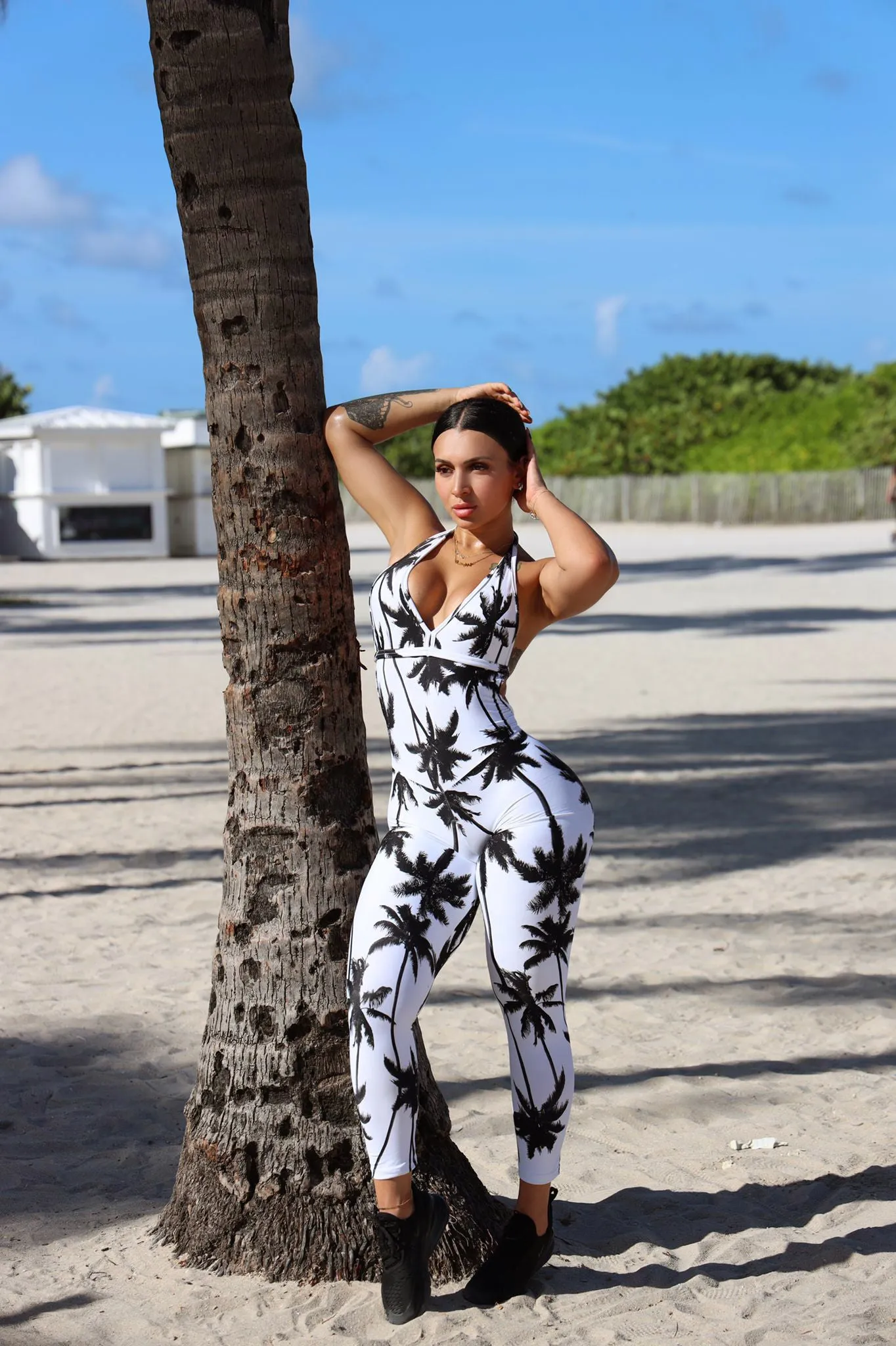 Music Premium Vintage Palm Backless Bodysuit