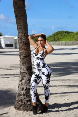 Vintage Palm Backless Bodysuit Sharp Clean Picnic Family