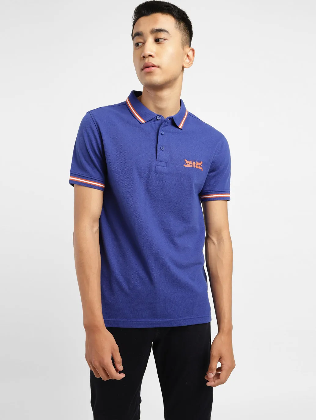 Men's Solid Polo T-shirt EasyCare Woven Fabric