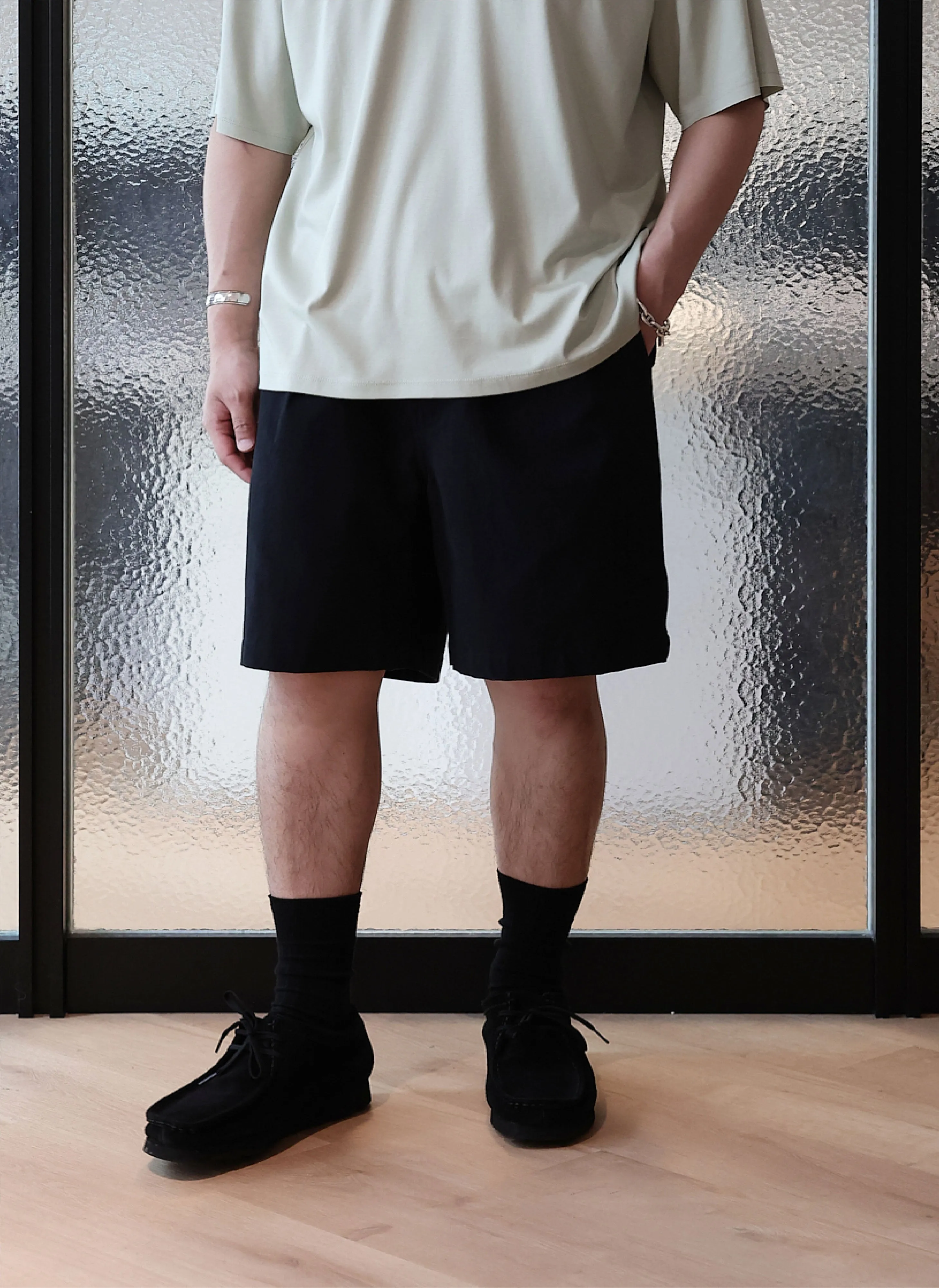 High Twist Salt Shrinking Cotton Twill Shorts CompressionFreeCuffs MinimalistDesign