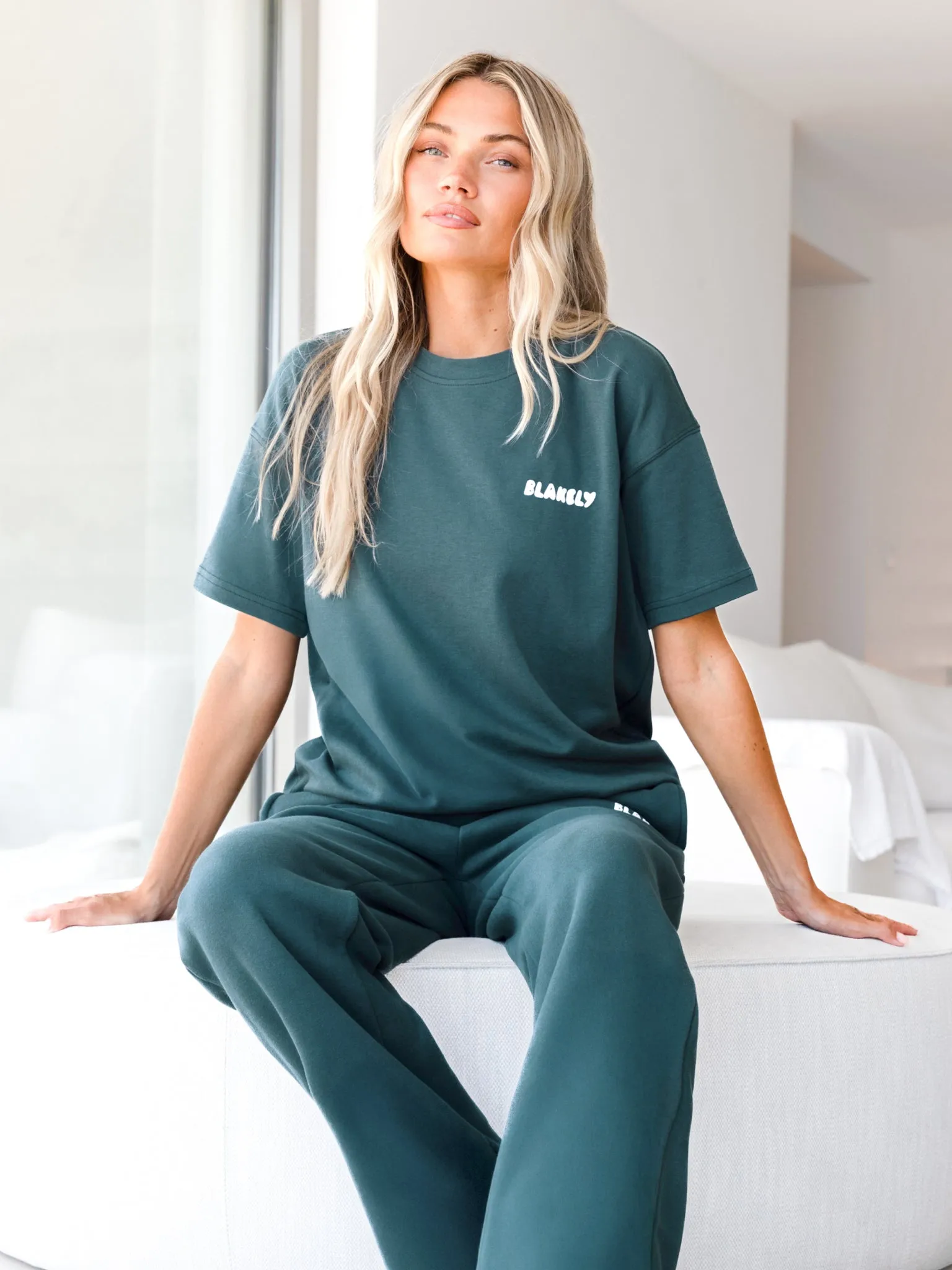 Breathable Look Chill Vibe Cloud Print Oversized T-Shirt - Teal Green