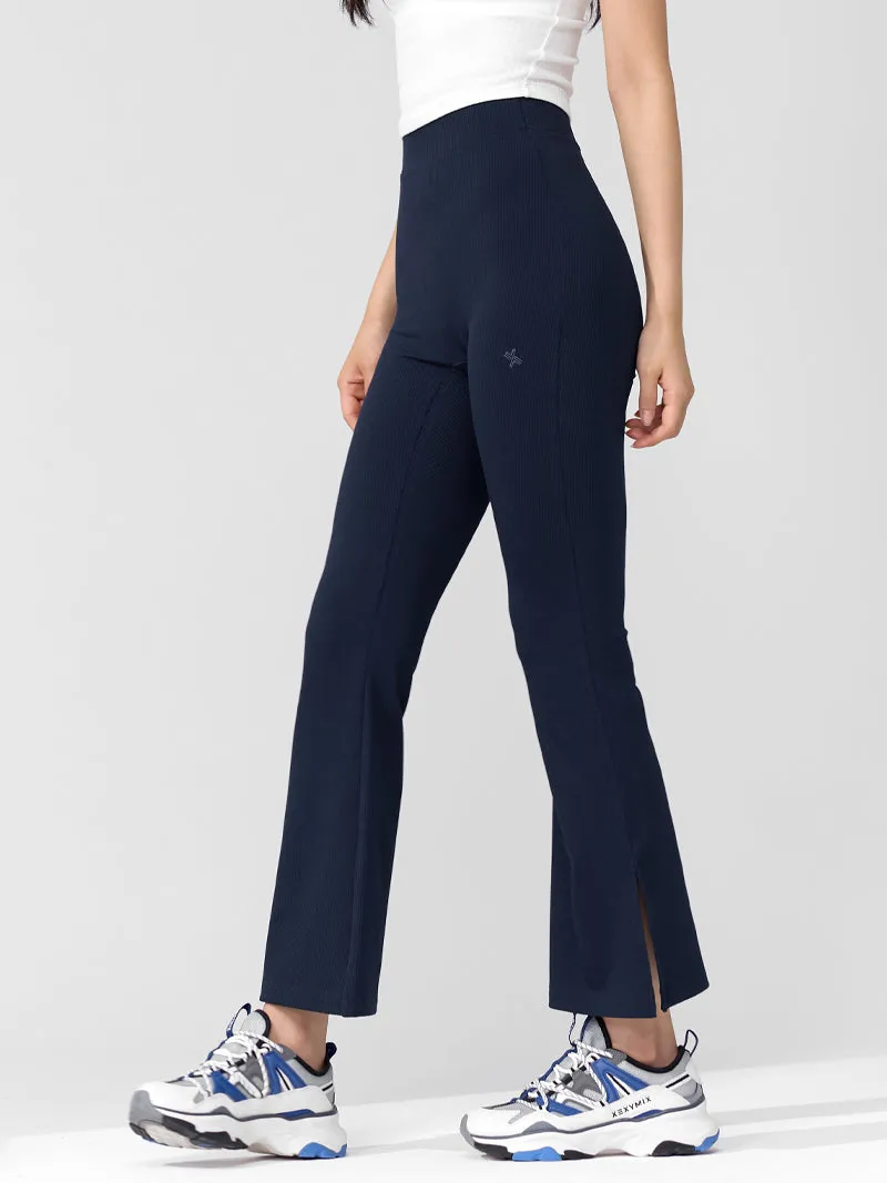 Ribbed Tension Bootscut Slit Pants Seamless transition