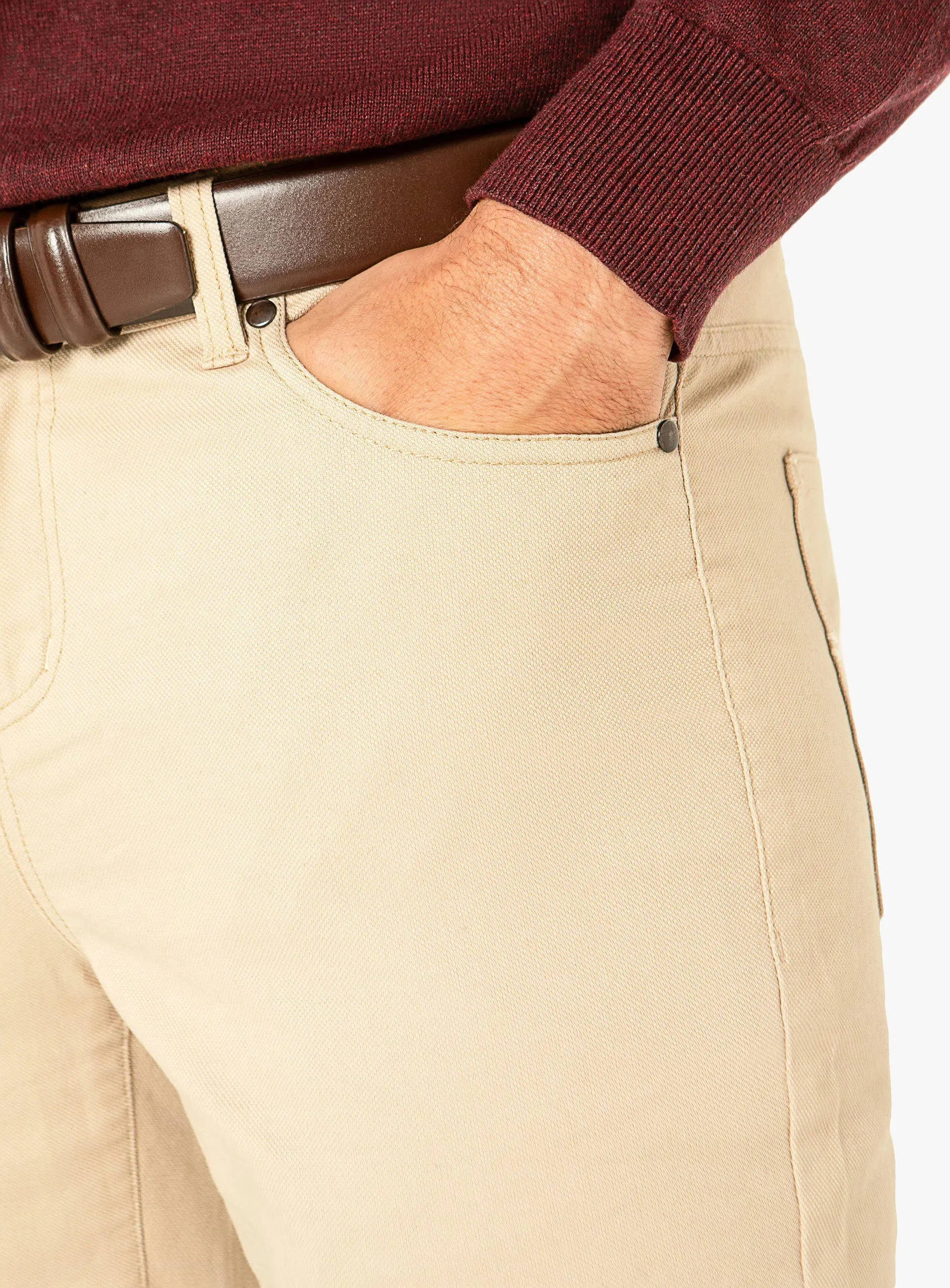 Diego Cotton Sand Beige Trousers Basic Style Work Essential