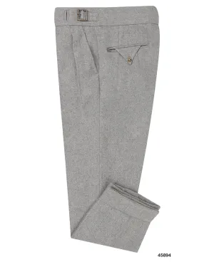 Gurkha Pant in Grey Wool Flannel Quick Release Buckle Polished Look