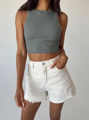 Game Day Elena Denim Shorts Cream