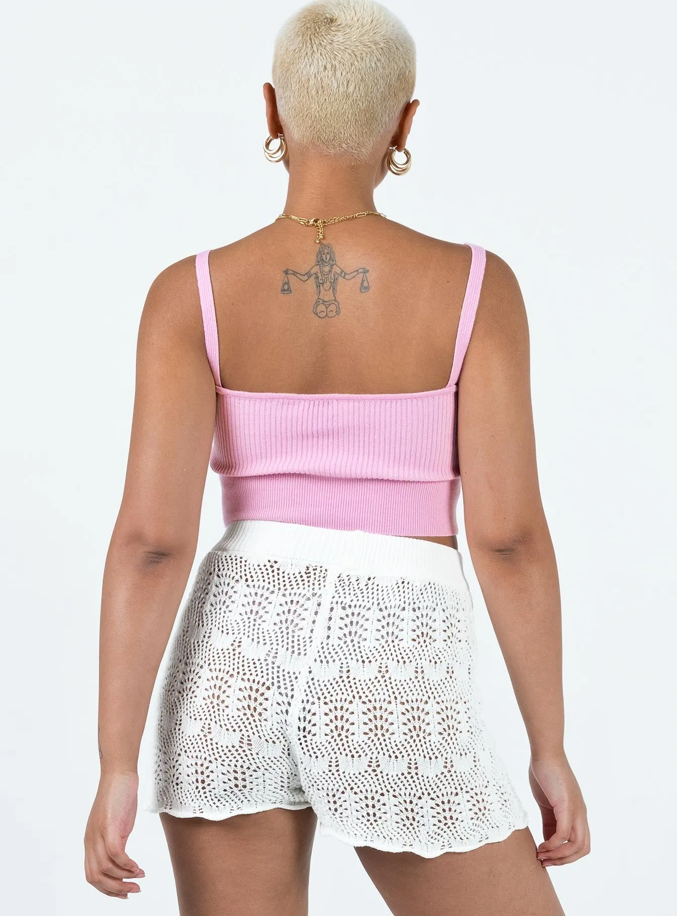 slow life Mahla Knit Shorts White
