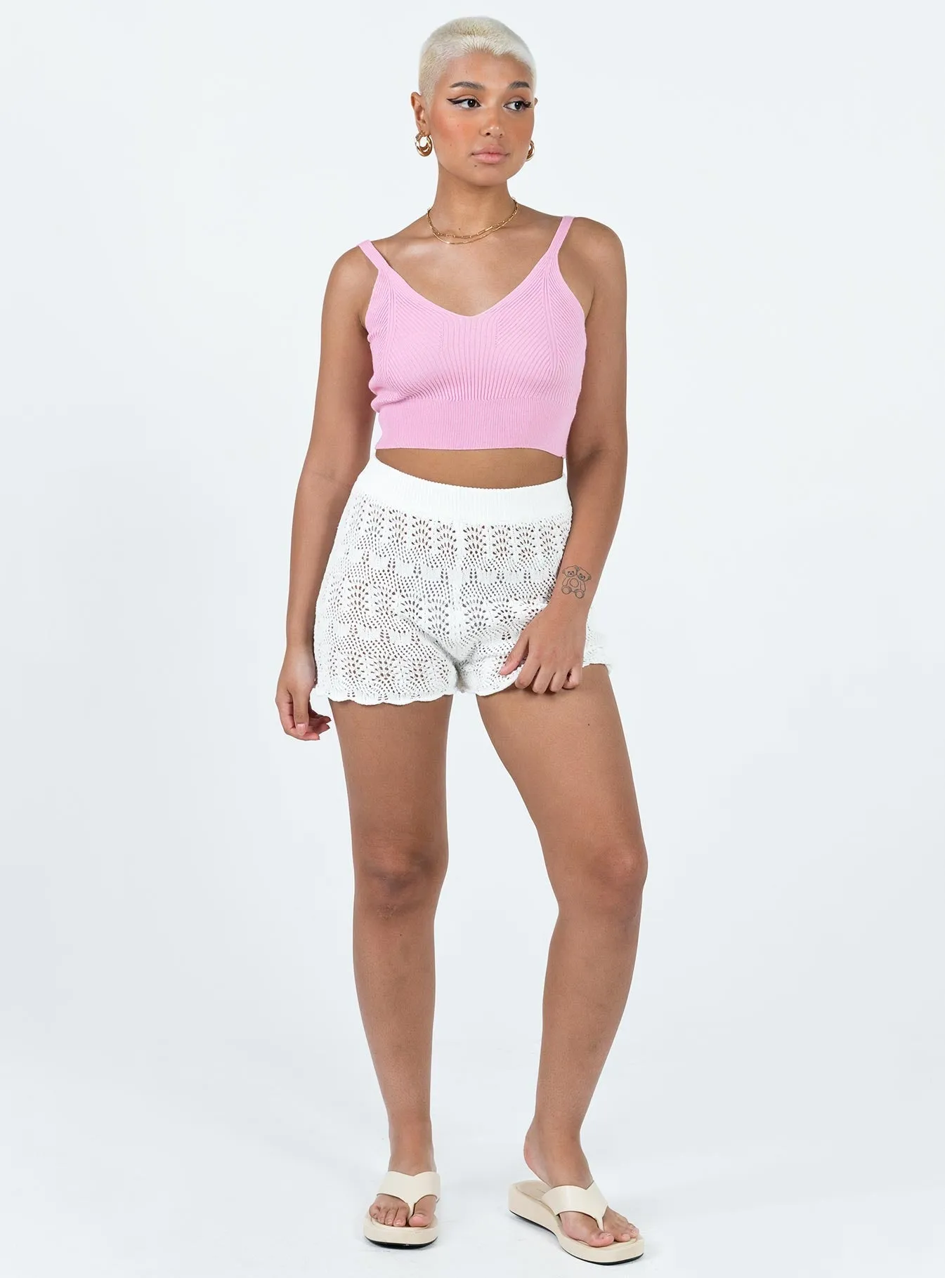 FlexibleCollarDesign Mahla Knit Shorts White