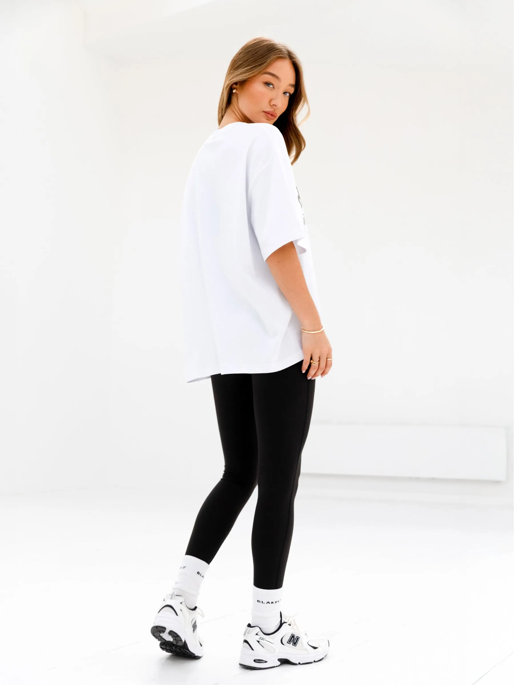 Long Sleeve Light Casual Wear Melrose Ultra Oversized T-Shirt - White & Safari Green