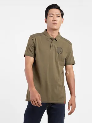 Men's Printed Polo T-shirt Garment Washed Finish