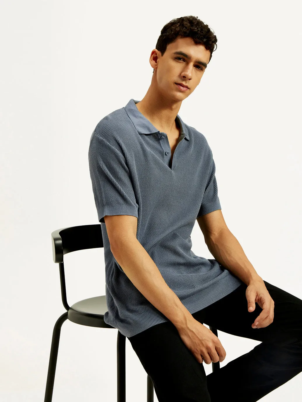 Men's Redloop Textured Slim Fit Polo T-Shirt Travel Friendly