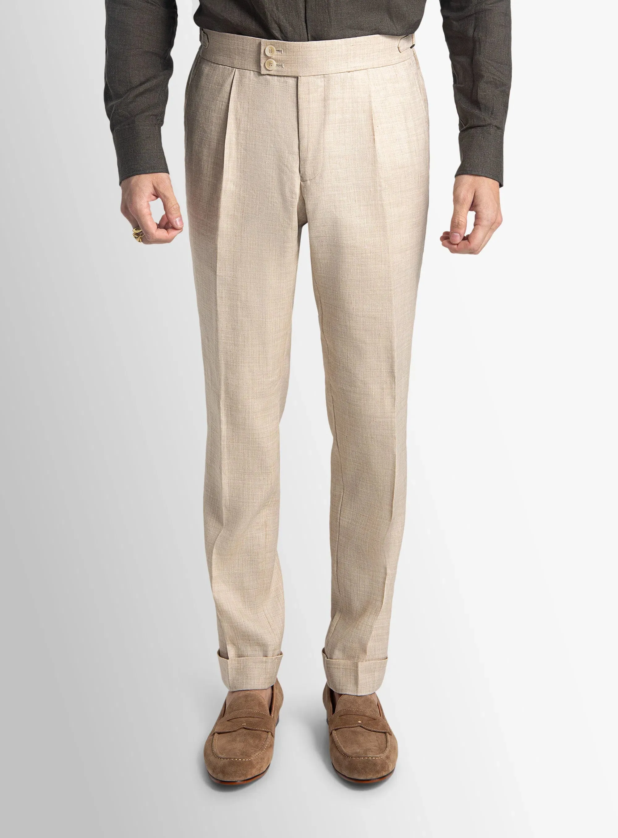 High Rise Santorini Textured Sand Trousers