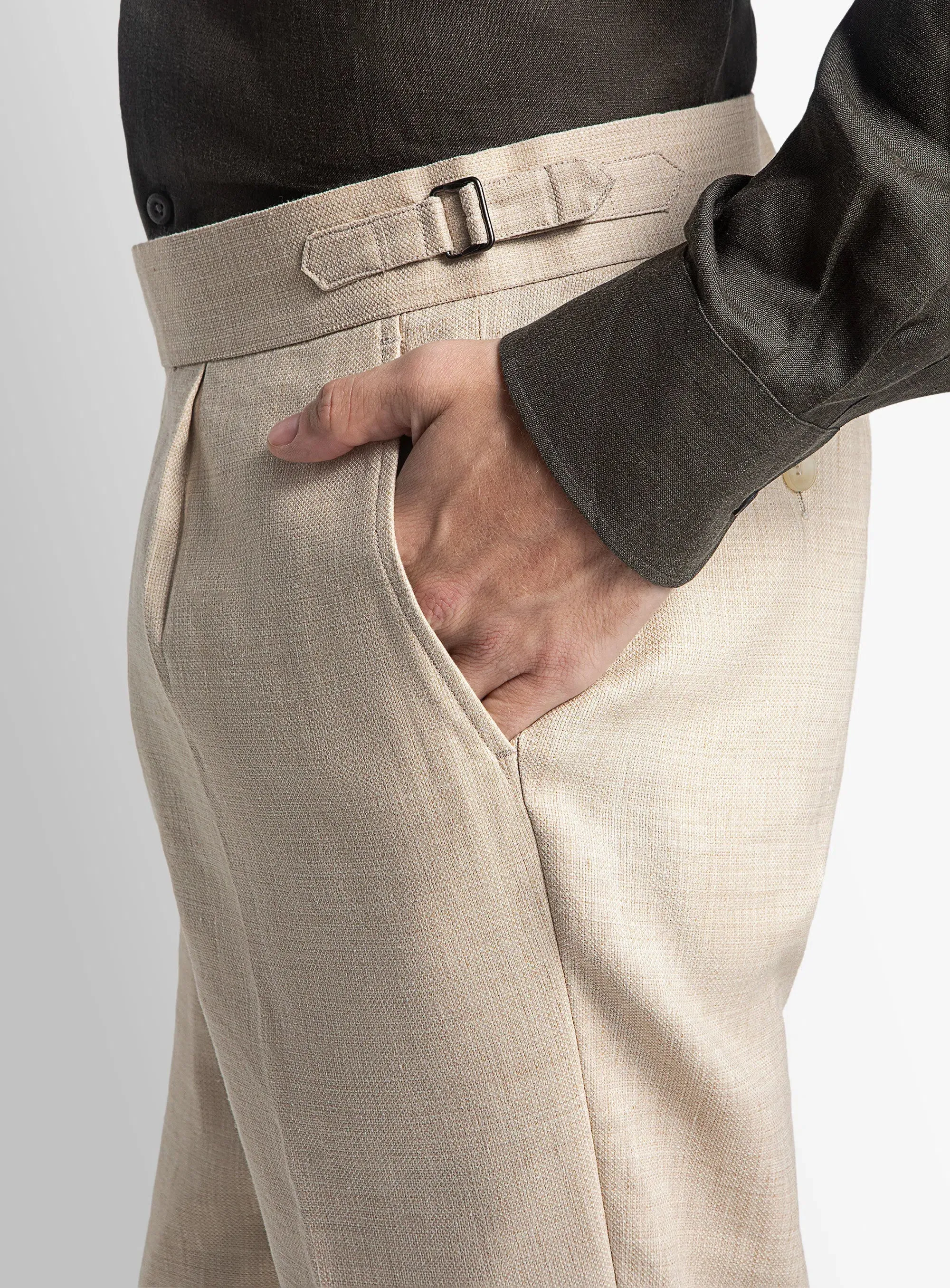 Structured Hemline Santorini Textured Sand Trousers