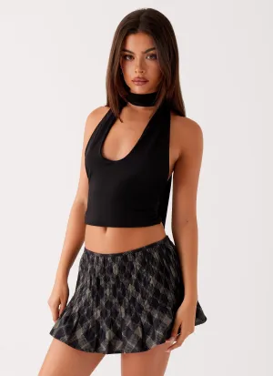 Dreamscape Mini Skirt - Check Vacation Outfit