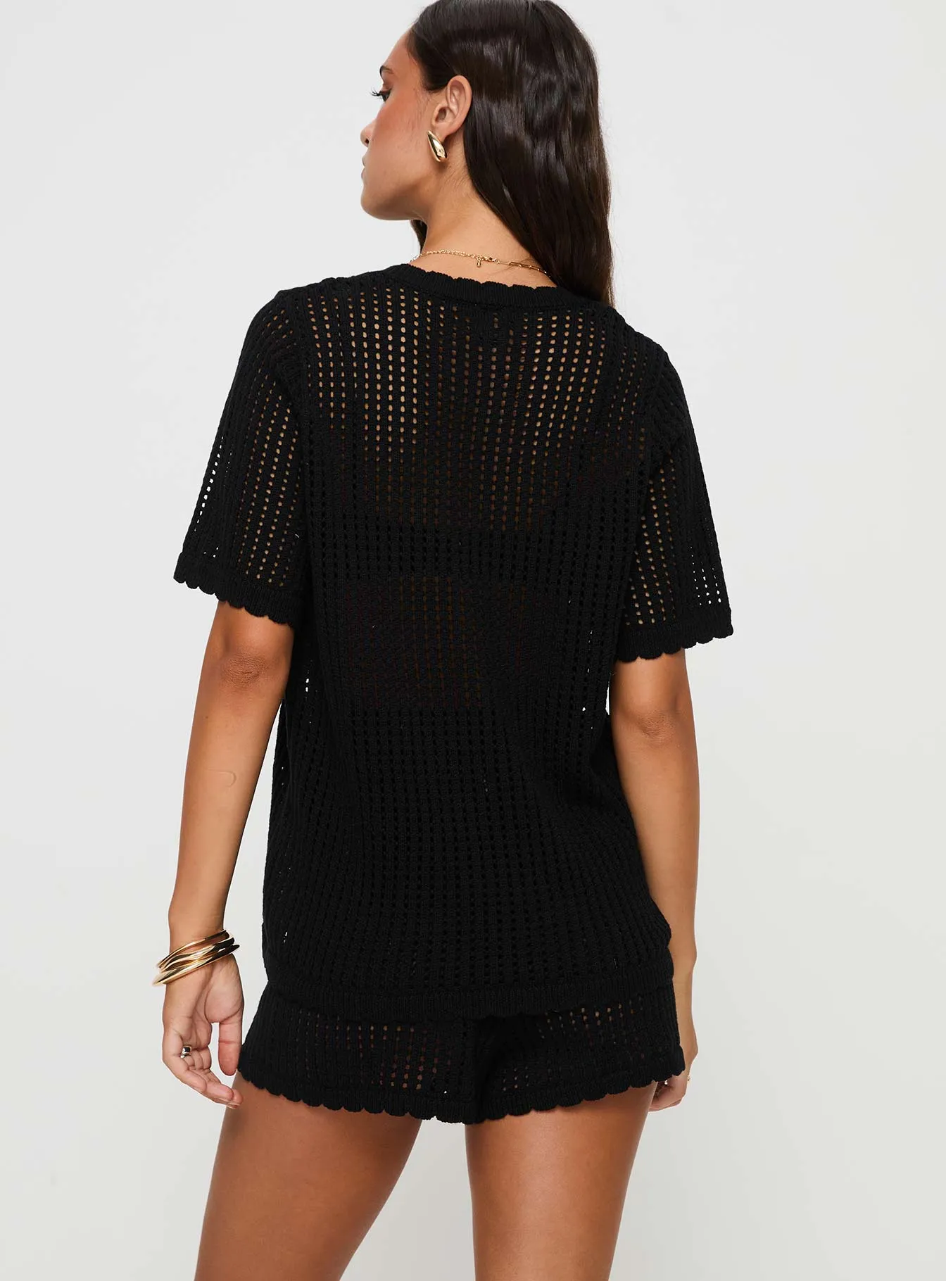 Beach Day Knit Set Black Lightweight Construction
