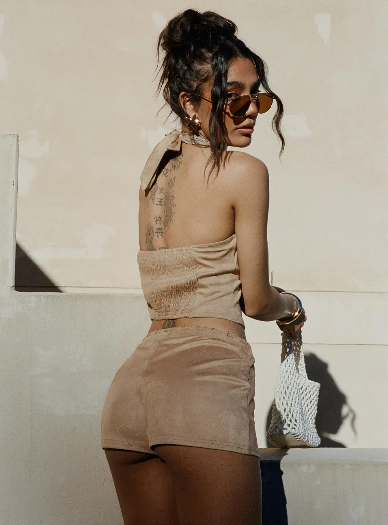 Eternal Youth Faux Suede Short Taupe EcoFriendlyDye