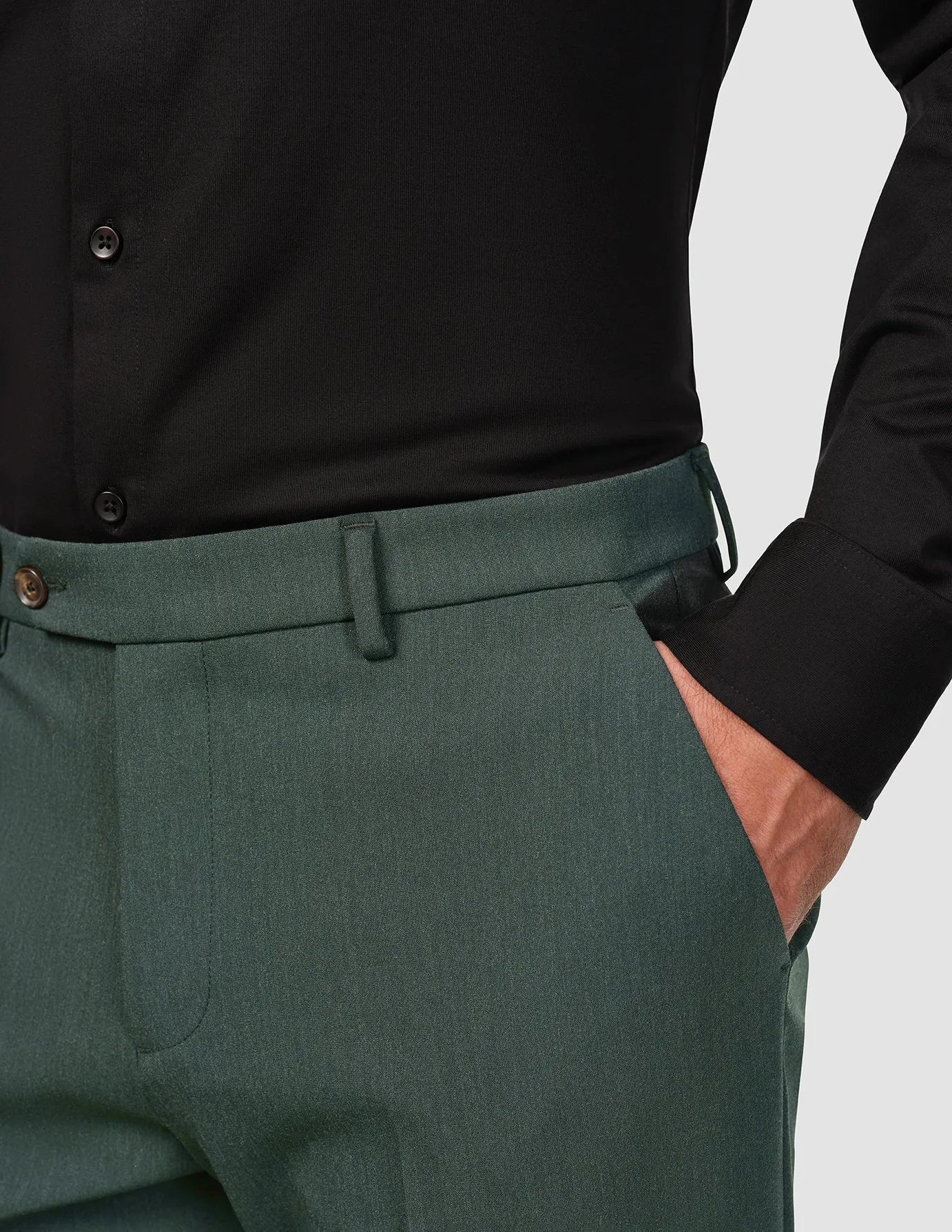 Timeless Layers Recycled Polyester Blend Essential Suit Pants Relaxed Fit Pine Green
