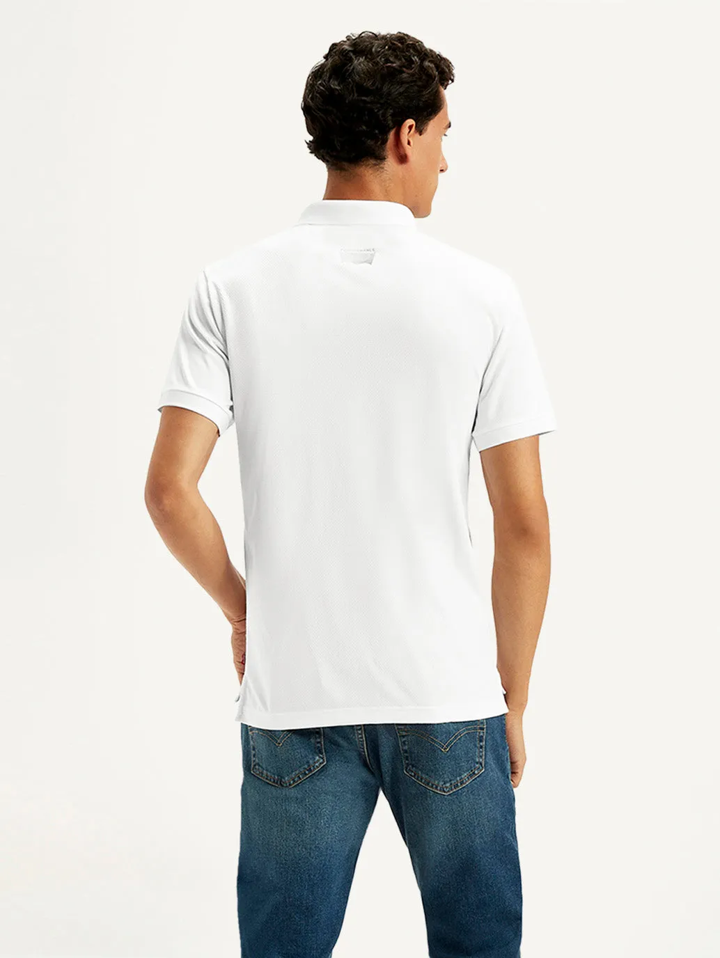 Breathable Underarm Gusset Preppy Vibe Men's Solid White Polo T-Shirt
