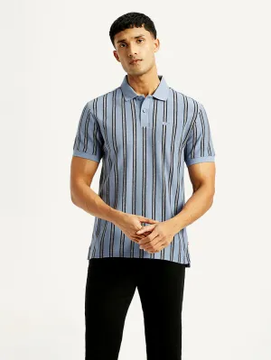 OdorControl Treatment LowProfile Seam Tape Men's Striped Slim Fit Polo T-shirt