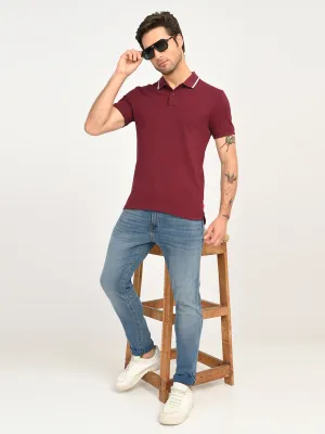 Men's Solid Maroon Polo T-Shirt Active Lifestyle