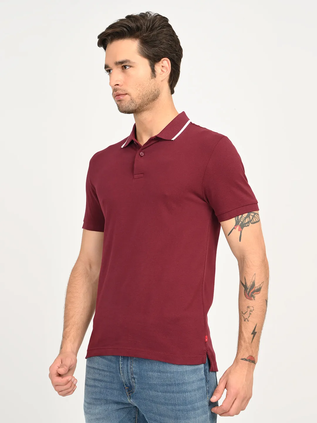 Men's Solid Maroon Polo T-Shirt Corporate Dress Code