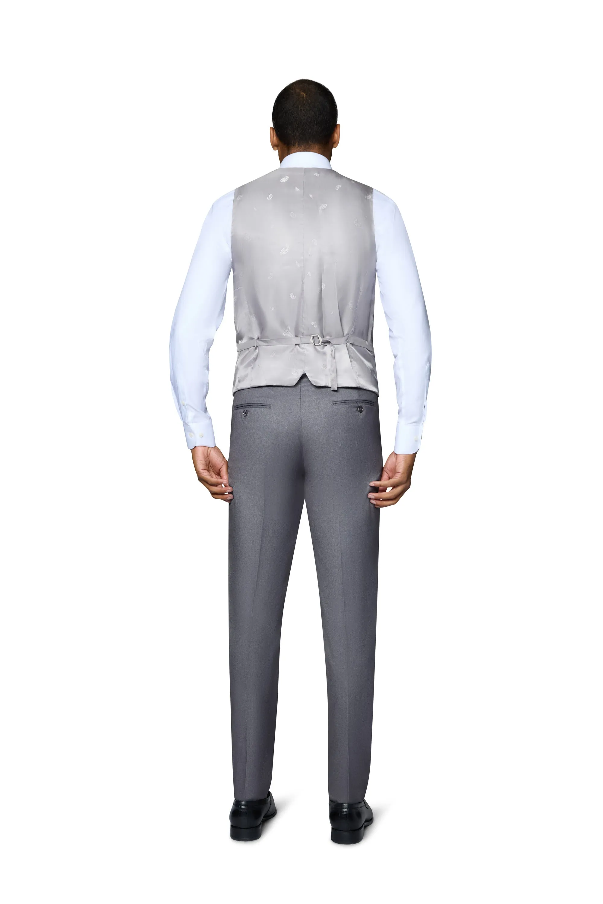 Breathable Lining Bergamo Orange Solid Slim Fit Pants - Medium Grey