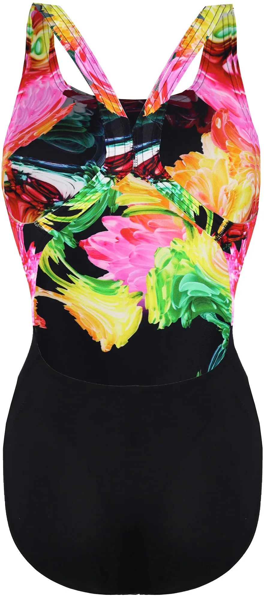 colorfast Speedo ColourBlend Placement Digital Powerback Womens Swimsuit - Black