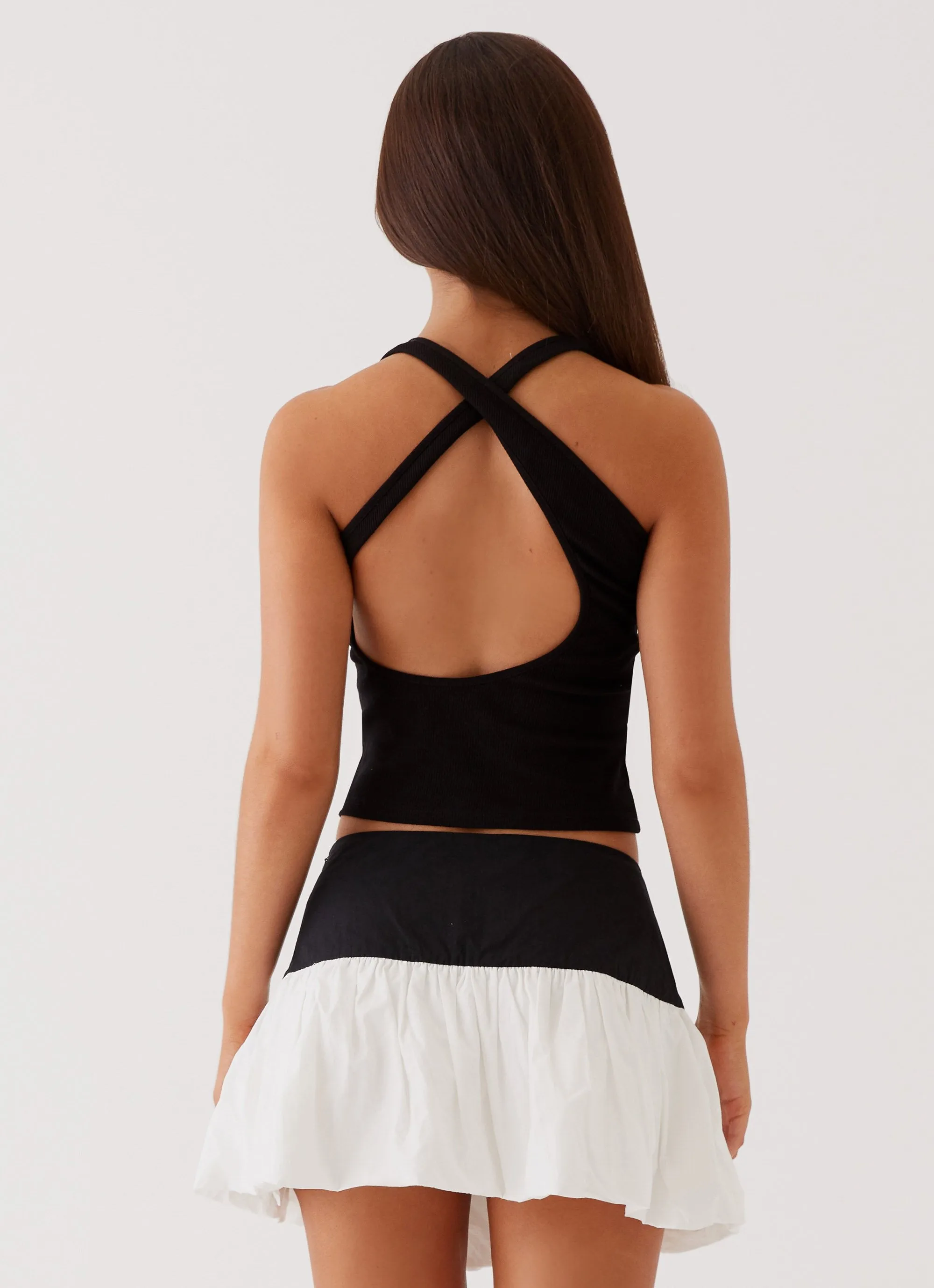 Riva Bubble Hem Mini Skirt - Black Ivory All Time Feminine layered dress