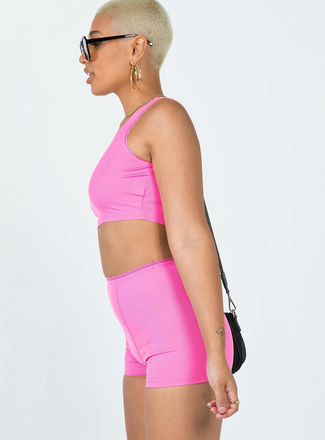 Stretch Fabric Kesor Knit Shorts Pink